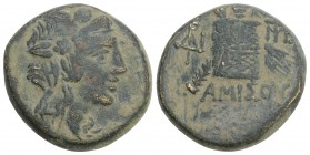 reek Pontos. Amisos. Time of Mithradates VI Eupator circa 120-63 BC. Bronze Æ 20.6 mm, 8,2 g 
Head of Dionysos right, wearing ivy wreath / AMIΣOΥ, thy...