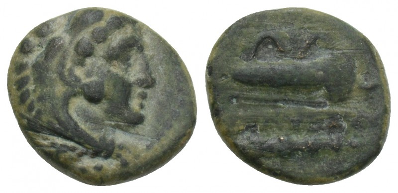 Greek Macedonian Kingdom. Alexander III the Great. 336-323 B.C. AE 1.4gr 12.6mm
...
