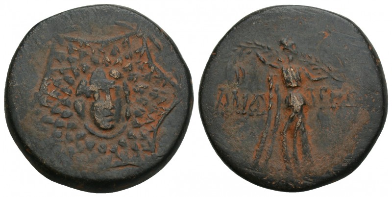 Greek PAPHLAGONIA. Amastris. Circa 85-65 BC. AE 8.1gr 22.6mm
Aegis. Rev. AMAΣ-TP...