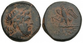 Greek Bithynia, Dia. Ca. 85-65 B.C. AE 22 20 mm, 8.1 gr 
Laureate head of Zeus right / ΔΙΑΣ, eagle standing left on thunderbolt, head right, wings ope...