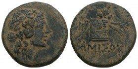 Greek Coins PONTOS. Amisos. Time of Mithradates VI Eupator (Circa 105-90 or 90-85 BC). Ae. 7.5gr 22.4mm
 Obv: Head of Dionysos right, wearing ivy wrea...