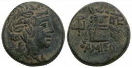 Greek Coins PONTOS. Amisos. Time of Mithradates VI Eupator (Circa 105-90 or 90-85 BC). Ae. 8.5gr 20.4mm
 Obv: Head of Dionysos right, wearing ivy wrea...
