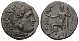 GREEK
Kings of Thrace, Lysimachos AR Drachm. In the name and types of Alexander III of Macedon. Kolophon, circa 301-297 BC. 4 GR 16.6MM
Head of Herakl...