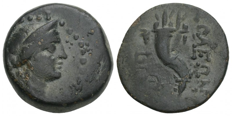 Greek
CILICIA, Soloi. Circa 100-30 BC. Æ 5.2 gr 18.7mm Head of Artemis right, we...