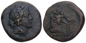 Greek Coins PONTOS. Amisos. Time of Mithradates VI Eupator (Circa 105-90 or 90-85 BC). Ae. 8.7gr 21.9mm
 Obv: Head of Dionysos right, wearing ivy wrea...