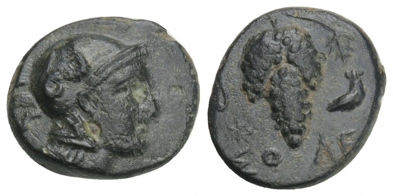 Greek CILICIA.Soloi. 4th century BC. AE 1.8GR 13.3mm
Helmeted head of Athena rig...