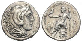 Kingdom of Macedon. Alexander III, "The Great". Drachm. 324/3 Sardes. Struck under Menander. 4.1gr 16.8mm
Heracles' head to right coated with lion ski...