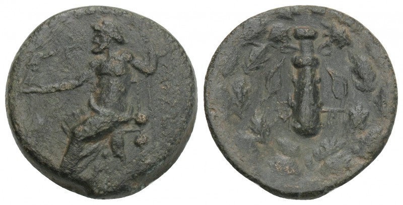 Greek CILICIA. Tarsos (164-27 BC). Ae. 3.5gr 17.5 mm
 Obv: Filleted club; monogr...