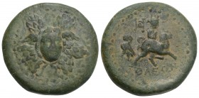 Greek Cilicia, Soloi. Ca. 100-30 B.C. AE 24.9 mm, 11.8 g. 
Winged gorgoneion facing slightly right in the center of an aegis / ΣOΛEΩN, Aphrodite, turr...