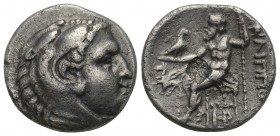 Greek Coins Macedonian Kingdom. Philip III Arrhidaios. 323-317 B.C. AR drachm 17 mm, 3.8gr 
Head of Herakles right, wearing lion's skin headdress / ΦΙ...