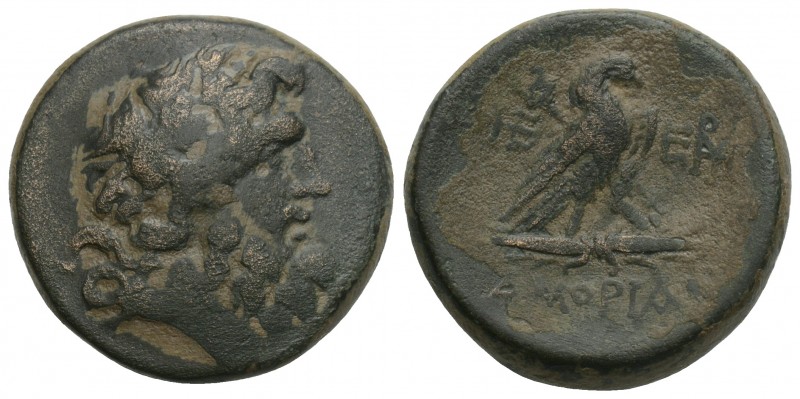 Greek Phrygia. Amorion 200-100 BC. Bronze Æ 20.5mm., 7.9g.
 Laureate head of Zeu...