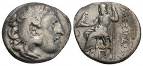 Greek Kingdom of Macedon, Alexander III 'the Great' AR Drachm. Kolophon, circa 310-301 BC. 4.0 gr 18.3mm
Head of Herakles to right, wearing lion skin ...