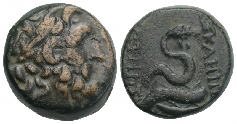 Greek Mysia, Pergamon. Ca. 200-113 B.C. AE 15 (18.8 mm, 9.2 g, ). 
Laureate head...