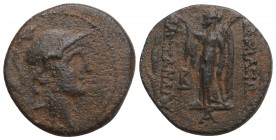 MACEDONIAN KINGDOM: Alexander III, the Great, 336-323 BC, AE 5.1 Gr. 19.1mm. 
Helmeted head of Athena right Rev. Nike advancing left, holding wreath a...