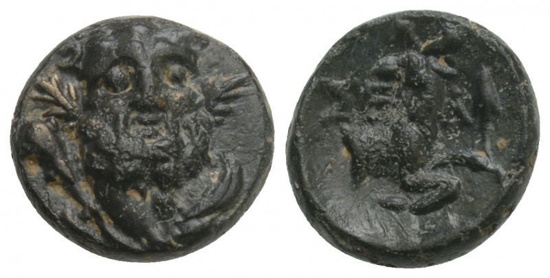 Greek PISIDIA. Selge. 2nd-1st century BC. AE (Bronze, 12.3 mm, 1.7 g,). Bearded ...