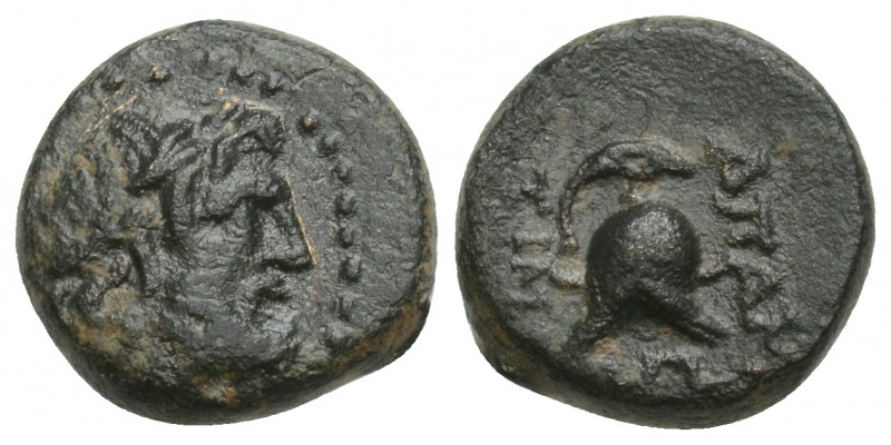 Greek Phrygia. Apameia circa 133-48 BC. Bronze Æ 12.1 mm, 2.3 g 
Head of Zeus ri...