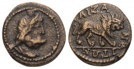 Greek Phrygia Aezanis Circa 150-50 BC. Bronze Ae 1.9gr 14.2mm. Obv.Head of Serapis right Rev. lion walking to the right AЄZANЄITΩN. UNLİSTED !