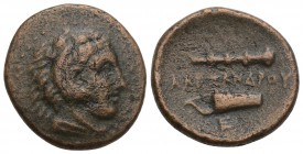 MACEDONIAN KINGDOM: Alexander III, the Great, 336-323 BC, AE 4.4 Gr. 19.3 mm. Heracles // club and bow in case, encapsulated