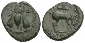 EPHESUS. Bronze, 280-258. 
E-F bee in a laurel wreath. Rv. Deer n. R. grazing, quiver above; below SOLWN 3.1 g. 16.5mm
 BMC 58, 84. SNG von Aulock 184...