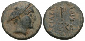 KINGS OF BITHYNIA. Prusias II, 182-149 B.C. AE14. 3.3 gr 17.1mm 
Head of Hermes r. wearing petasos. Rv. Caduceus. BMC 19. Rare type. Good Very Fine.