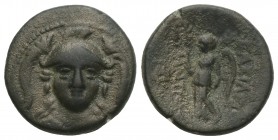 Greek Seleukid Kingdom. Sardeis or Smyrna. Antiochos I Soter 281-261 BC. Bronze Æ 14.5mm 2.5 g 
Helmeted head of Athena facing / ΒΑΣΙΛΕΩΣ ΑΝΤΙΟΧΟΥ, Ni...