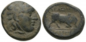 Greek Coins SELEUCID EMPIRE. Seleukos I (312-281 BC). Ae 
 Obv: Laureate head of Apollo right. Rev: BAΣΙΛΕΩΣ ΣEΛEYKOY. Bull butting right . SC 149.1. ...