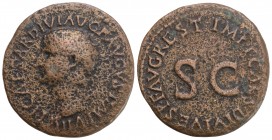 ROMAN IMPERIAL
Tiberius Æ As. Restitution issue struck under Titus in Rome, AD 79-81. TI CAESAR DIVI AVG F AVGVST IMP VIII, bare head left / IMP T CAE...
