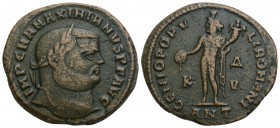 Maximianus Herculeus (286-310), Follis,Antiochia, 4th officina, AD 300-301, AE, 10,4 gr 27,4 mm
IMP C M A MAXIMIANVS P F AVG, laureate head r.
 Rv. GE...