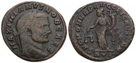 ROMAN. IMPERIAL. GALERIUS AS CAESAR (A.D. 293-305) Follis, Ae, c. A.D. 301, Aquileia mint 10.8gr 28.7mm
 MAXIMIANVS NOB CAES, laureate head of Galeriu...