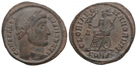 Roman Imperial Constantinus I the Great AD 306-337. Constantinople Follis Æ 20 mm, 2,3 g CONSTANTINVS MAX AVG, pearl-diademed head right 
 GLORIA ROMA...