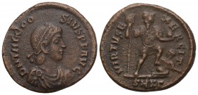 Roman Imperial Theodosius I. A.D. 379-395. AE 5.5 Gr. 23.6 mm. Cyzicus mint. 
Obv: D N THEODOSIVS P F AVG, diademed, draped and cuirassed bust of Theo...
