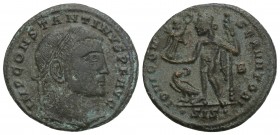 Roman İmperial Coins CONSTANTINE I. Ae Follis. 313-315 AD Siscia. 2.9Gr. 20.7mm.
 Laureate bust on the right. IMP CONSTANTINUS PF AVG. Rev Jupiter she...