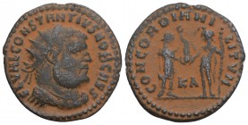 Roman İmperial Coins Constantius I Æ Nummus. Cyzicus, AD 294-299 AD. 2.7 Gr. 22.6mm.
 FL VAL CONSTANTIVS NOB CAES, radiate, draped and cuirassed bust ...