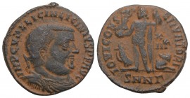 Roman Imperial Licinius I BI Nummus. Nicomedia, AD 321-324. 2.6Gr 19.5mm.
IMP C VAL LICIN LICINIVS P F AVG, radiate, draped and cuirassed bust to righ...