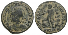 Roman İmperial Coins Licinius II. Caesar. 317-324 AD.Ae Follis Antiochia mint. 3Gr. 19.4mm.
DN VAL LICIN LICINIVS NOB C. Helmeted and cuirassed bust l...