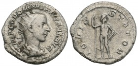 Roman Imperial Gordian III. A.D. 238-244. AR antoninianus (22.5mm, 4.5 g, ). Rome mint, struck A.D. 241-3. 
IMP GORDIANVS PIVS FEL AVG, radiate draped...