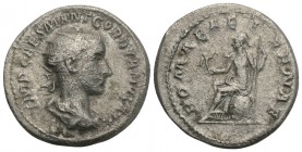 Roman Imperial Gordian III, 238-244. Antoninianus Silver, 22 mm, 4.1gr, Antiochia, 238-239. IMP CAES M ANT GORDIANVS AVG
 Radiate, draped and cuirasse...