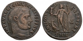 Roman Imperial Licinius I Æ Nummus. Nicomedia, circa AD 311. 3.1gr 21.5 mm
 IMP C VAL LICIN LICINIVS P F AVG, laureate head right / IOVI CONSERVATORI,...