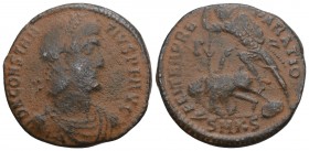 Roman Coins Constantius II Æ Centenionalis. Constantinople, AD 347-348. 
DN CONSTANTIVS PF AVG, pearl-diademed, draped and cuirassed bust right 
 FEL ...