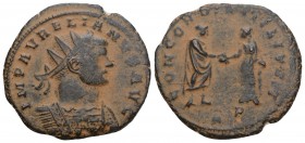 Roman Imperial Aurelian AD 270-275. Rome Antoninianus Æ 3.5gr 23.1mm
IMP C AVRELIANVS AVG, radiate bust right / CONCORDIA MILITVM, Aurelian and Concor...