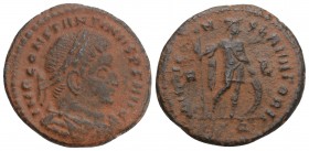 Roman Imperial Constantinus I the Great AD 306-337. Follis Æ 18mm., 3.2g. 21mm
IMP CONSTANTINVS PF AVG, laureate and cuirassed bust right / MARTI CON-...
