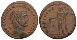 Roman Imperial Maximinus II Daza. A.D. 309-313. AE follis 25.2 mm, 5.0 gr. Heraclea mint, struck A.D. 310.
 IMP C GAL VAL MAXIMINO PF INV AVG, laureat...