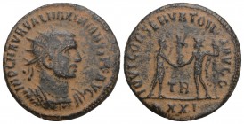 Roman Imperial Maximianus Herculius AD 286-305. Tripolis Antoninianus 21.2mm., 3.8g.
 IMP C M AVR VAL MAXIMIANVS P F AVG, radiate and cuirassed bust r...