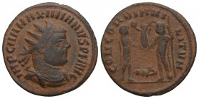 Roman Imperial Maximianus Herculius AD 286-305. Cyzicus Antoninianus Æ 20.5mm, 2,7 g 
IMP C M A MAXIMIANVS P F AVG, radiate, draped and cuirassed bust...