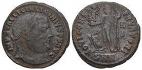 Roman Imperial Licinius I Æ Nummus. Nicomedia, AD 313-317. 3.5GR 22.4mm
 IMP C VAL LICIN LICINIVS P F AVG, laureate head right / IOVI CONSERVATORI, Ju...