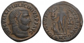 Roman Imperial Licinius I AD 308-324. Antioch Follis Æ 2.9gr 20.8mm
IMP C VAL LICIN LICINIVS P F AVG, laureate head of Licinius I to right / IOVI CONS...