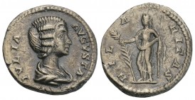 Roman Imperial Julia Domna, wife of Septimius Severus AD 193-217. Rome Denarius AR 3.2gr 18.7mm
 IVLIA AVGVSTA, draped bust right / HILARITAS, Hilarit...