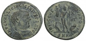 Roman Imperial
Licinius I. A.D. 308-324. AE follis 2.8GR 20.1mm. Heraclea mint, struck A.D. 32.
 IMP C VAL LICIN LICINIVS P F AVG, radiate, draped and...