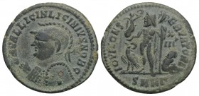 Roman Imperial
Licinius II. Caesar, A.D. 317-324. Æ follis. 2.9 gm. 20.5 mm. Heraclea mint, 3rd officina. Struck A.D. 321-324. 
His helmeted and cuira...