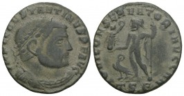 Constantine I. A.D. 307/10-337. AE follis (22.3mm 3.5Gr. Thessalonica mint, Struck A.D. 312-313.
 IMP C CONSTANTINVS PF AVG, laureate, draped, and cui...